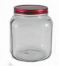 jar square cracker wth red metal lid